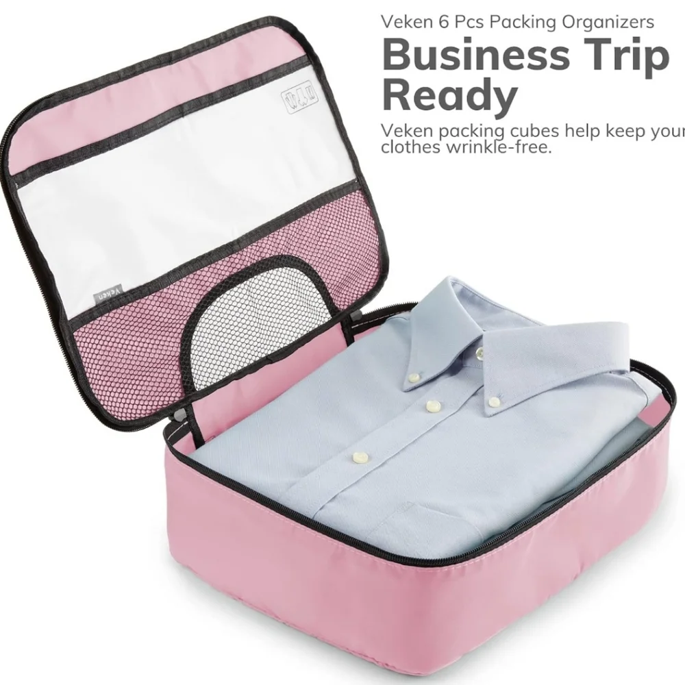 Veken Pink 6-Piece Packing Cubes Set - Extra Large, Large, Medium, Small